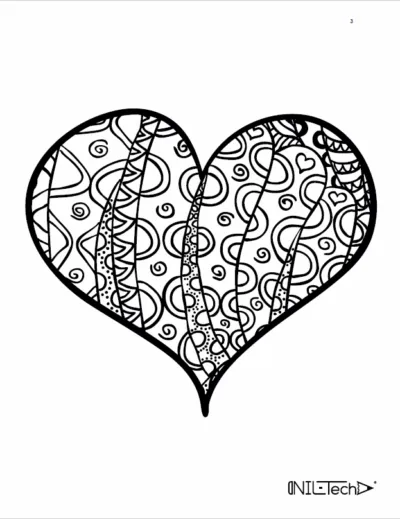 Adult Coloring book with stress relieving Heart patterns