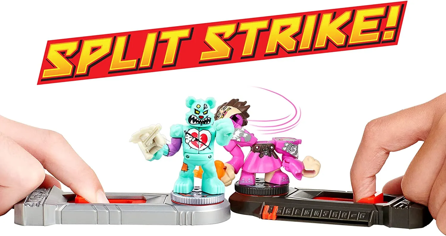 Akedo - Ultimate Arcade Warriors Versus Pack Mini Battling Action Figures - Ready, Fight, Split Strike - Epic SHREDDY VS Madame FURBALL Multicolor