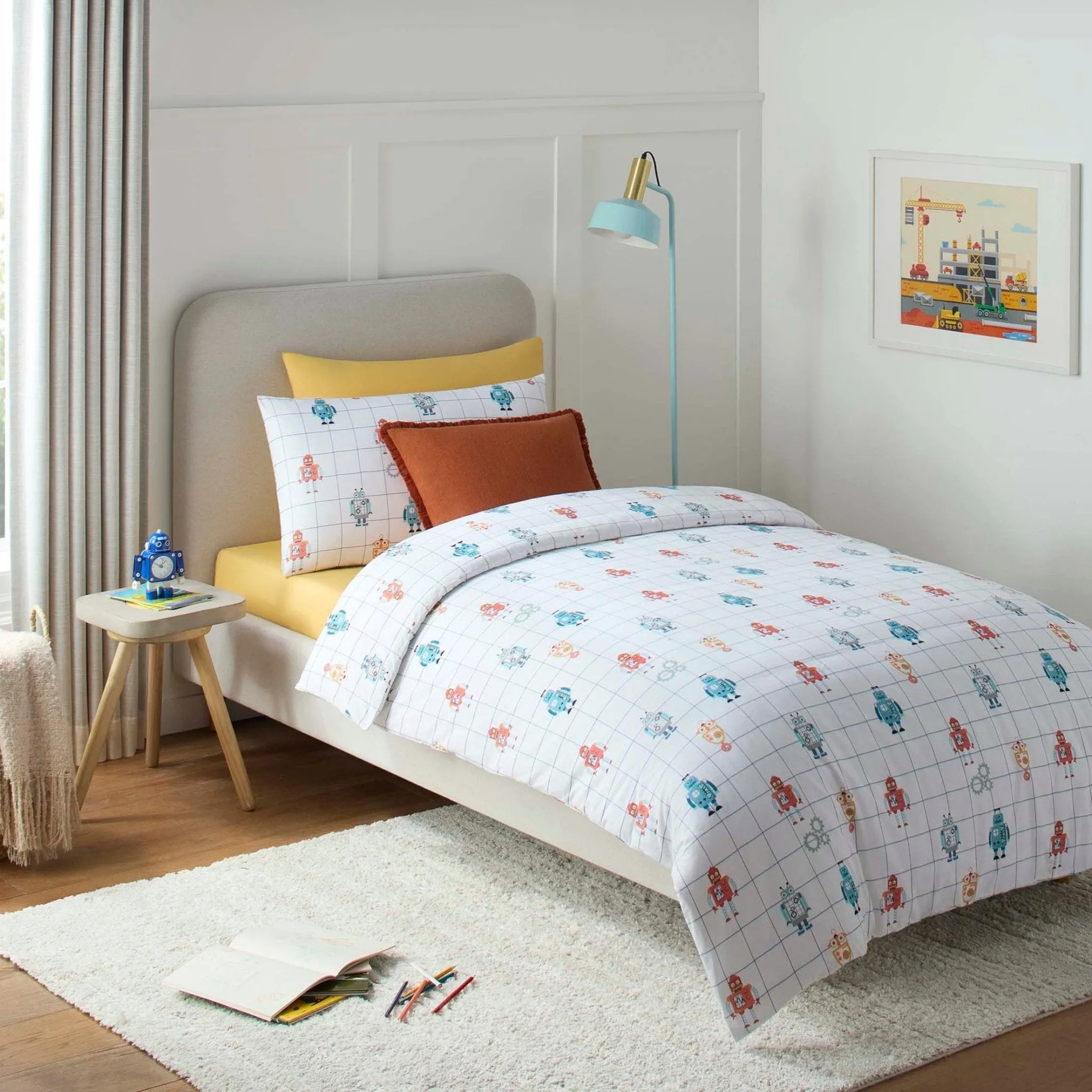Alfie Robots 100% Cotton Kids Duvet Cover Set