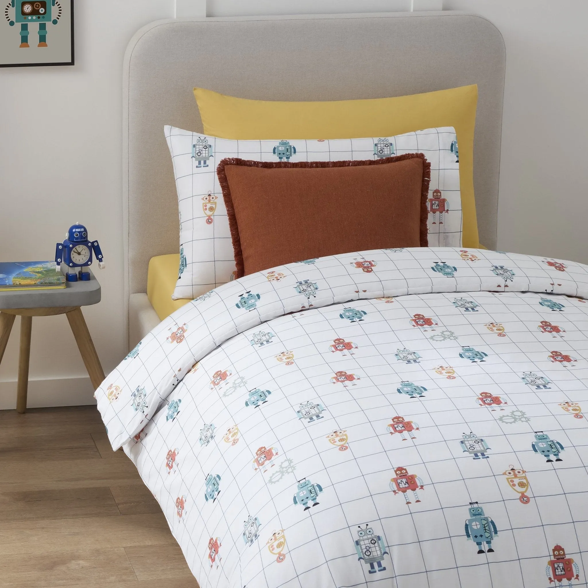 Alfie Robots 100% Cotton Kids Duvet Cover Set