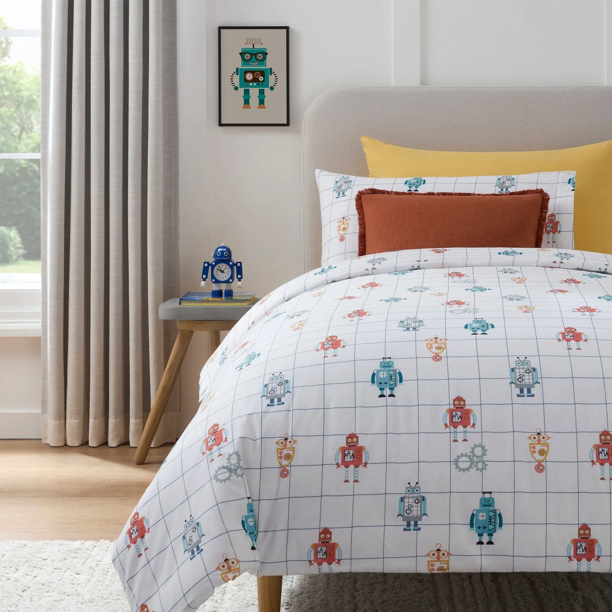 Alfie Robots 100% Cotton Kids Duvet Cover Set