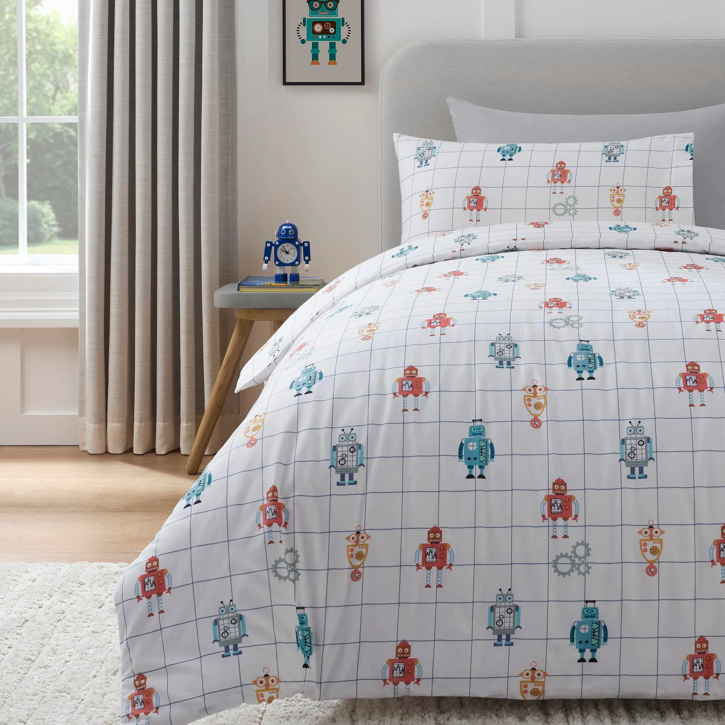 Alfie Robots 100% Cotton Kids Duvet Cover Set