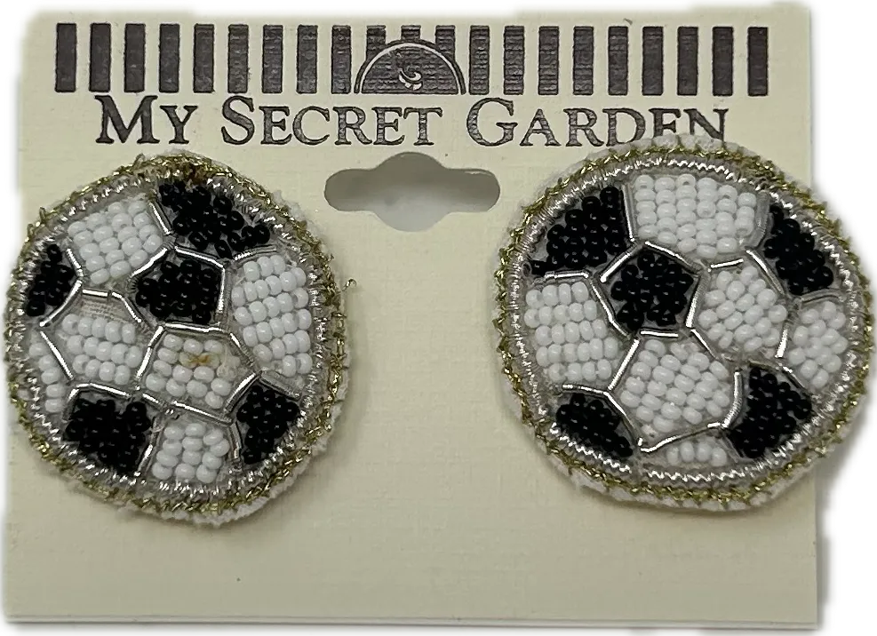 Beaded Sports Ball Post Earrings