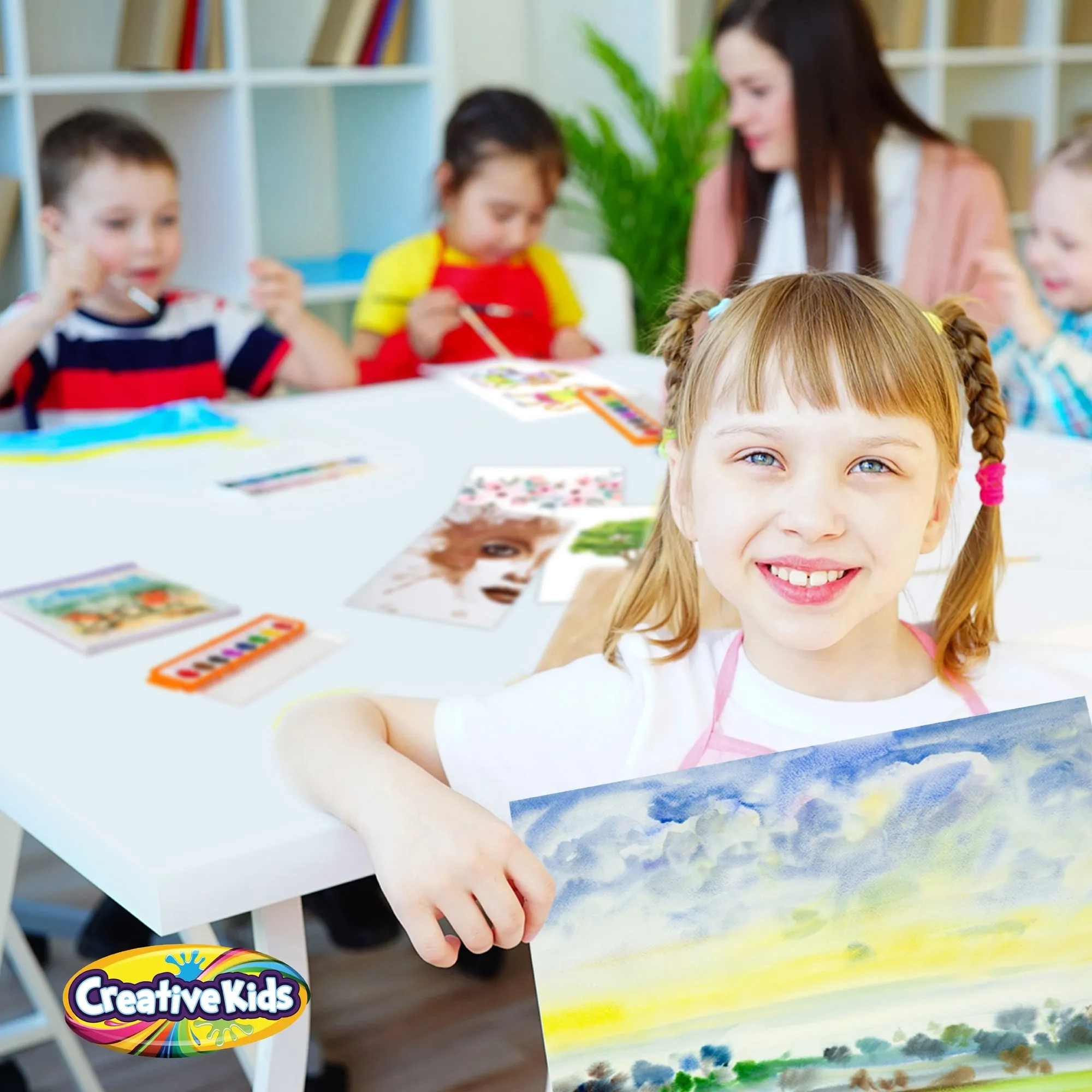 Bulk Classroom Watercolor Paint & Brush Sets - 40 Pack