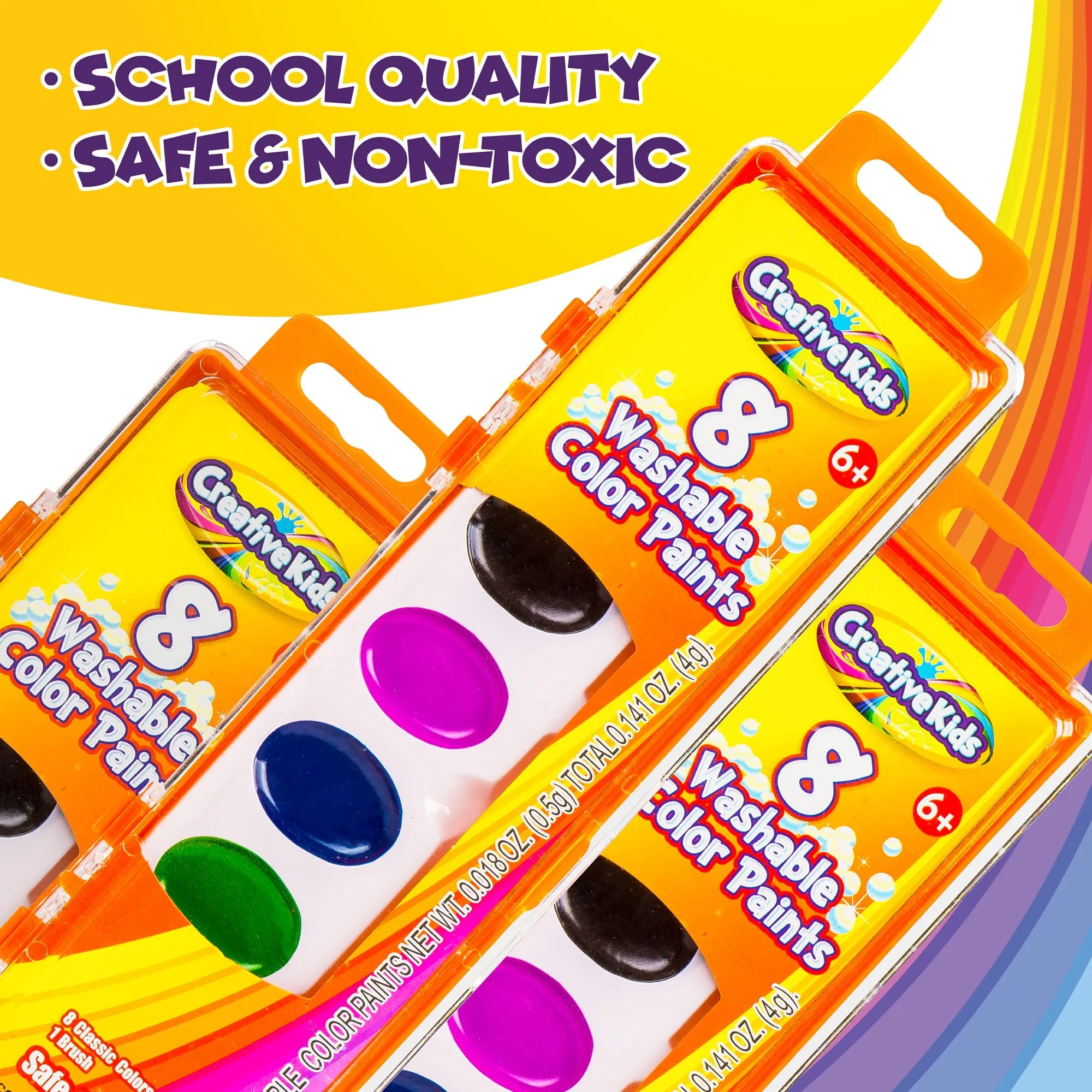 Bulk Classroom Watercolor Paint & Brush Sets - 40 Pack
