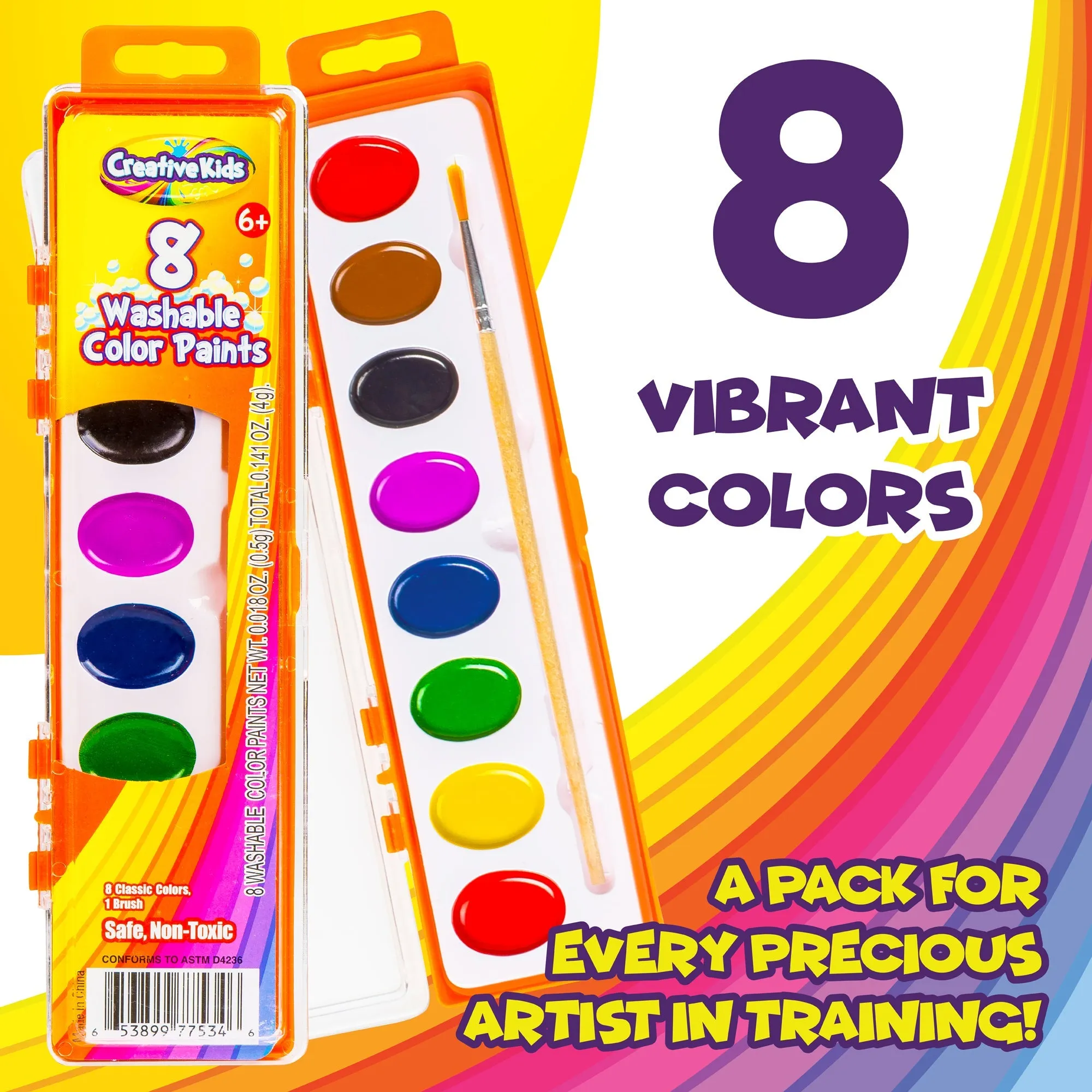 Bulk Classroom Watercolor Paint & Brush Sets - 40 Pack