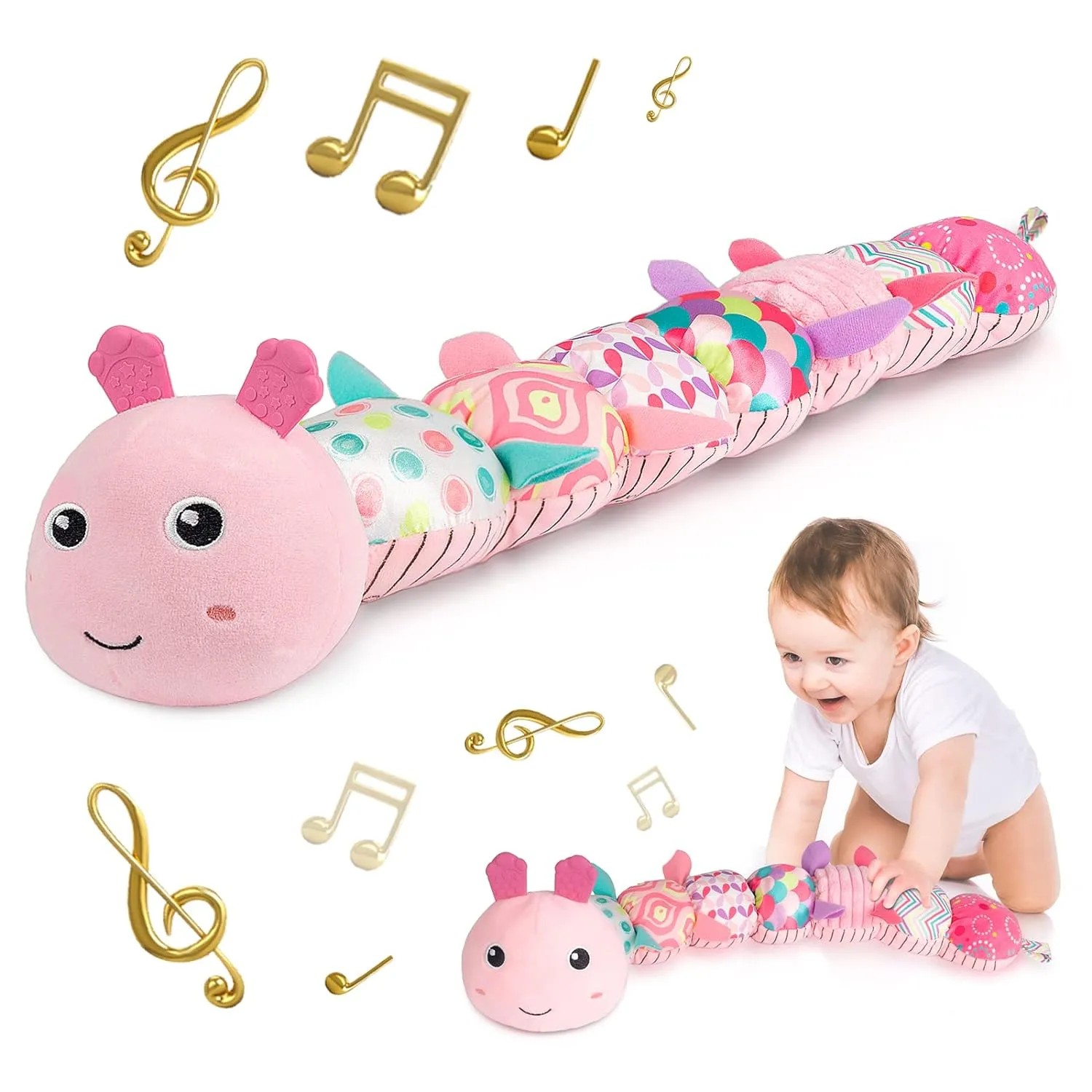 Cuddle Companion: Musical Infant Activity Toy with Teether, Rattle & Crinkles for Engaging Playtime