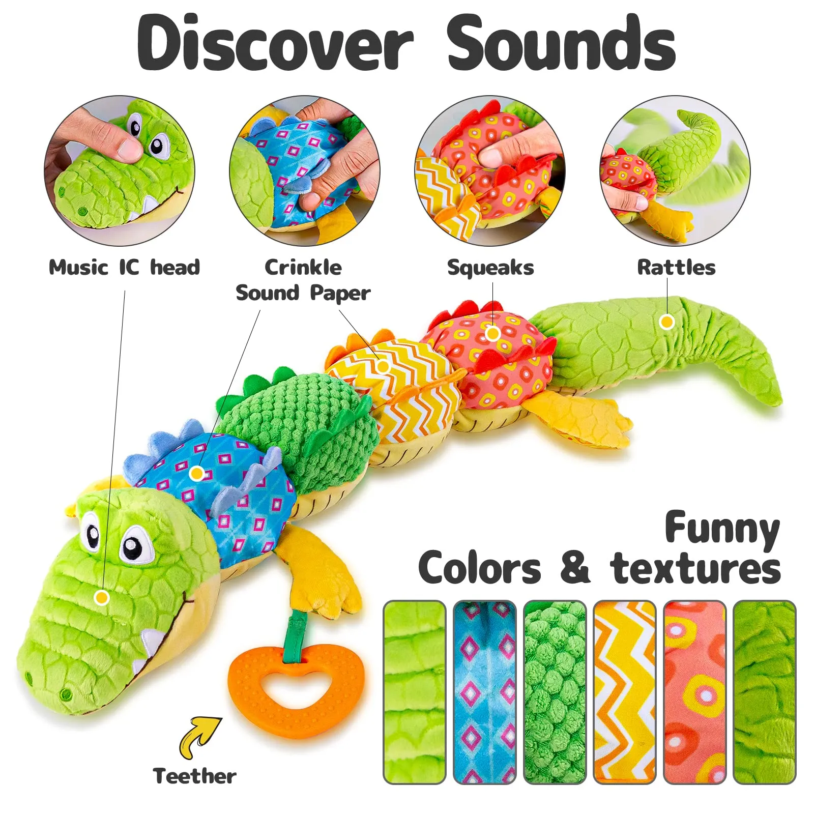 Cuddle Companion: Musical Infant Activity Toy with Teether, Rattle & Crinkles for Engaging Playtime