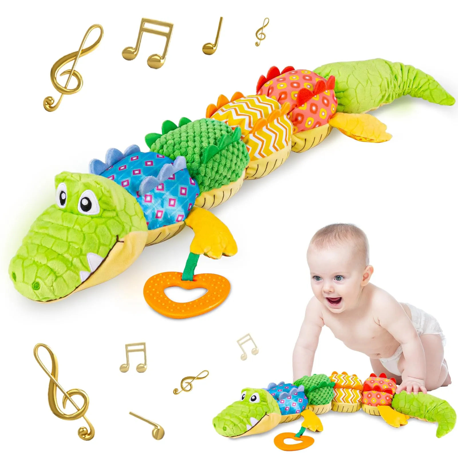 Cuddle Companion: Musical Infant Activity Toy with Teether, Rattle & Crinkles for Engaging Playtime
