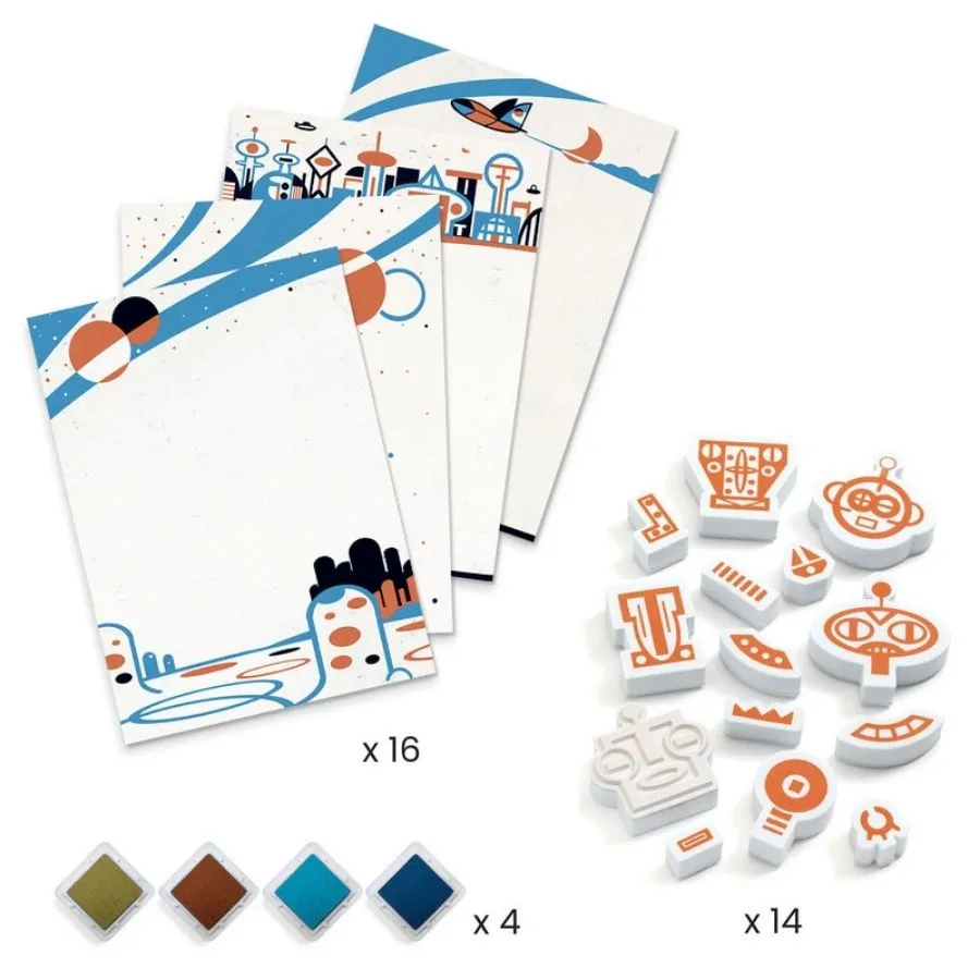 Djeco - Alien Robots Stamp Set