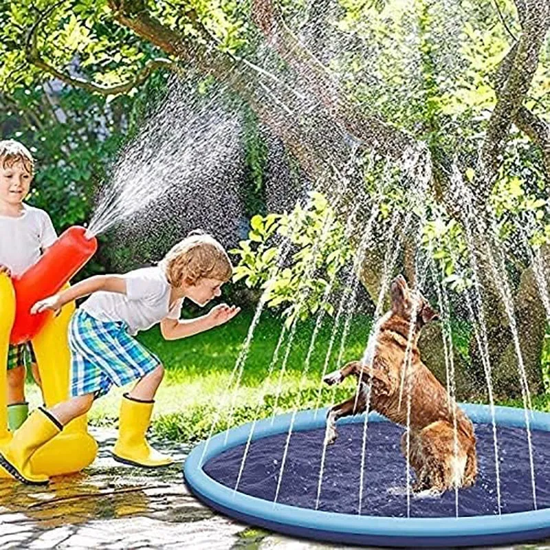 Dog Sprinkler Outdoor Toys Dog -Swimming Mat Anti-Slip Dog Pool Splash  Pad