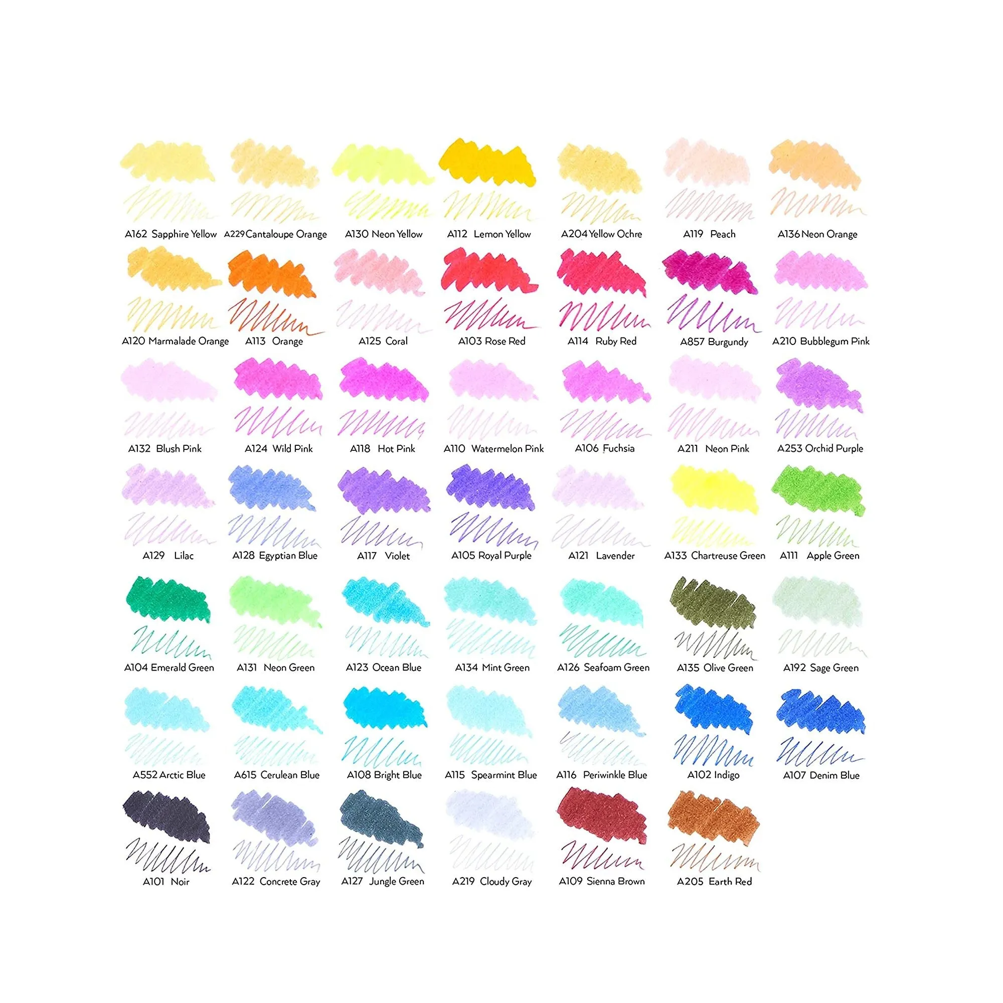 Dual Brush Pens | Set of 48 Colors | Sketch Markers with Fine & Brush Tips