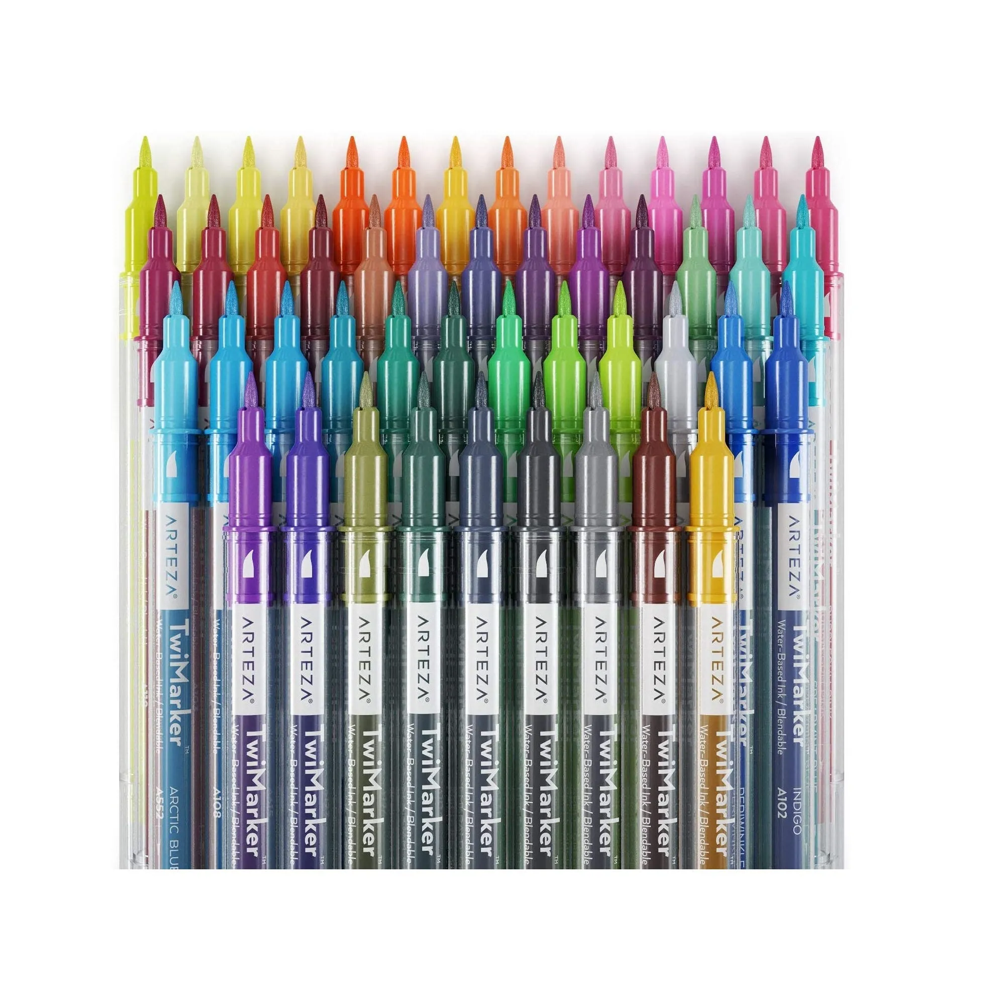 Dual Brush Pens | Set of 48 Colors | Sketch Markers with Fine & Brush Tips