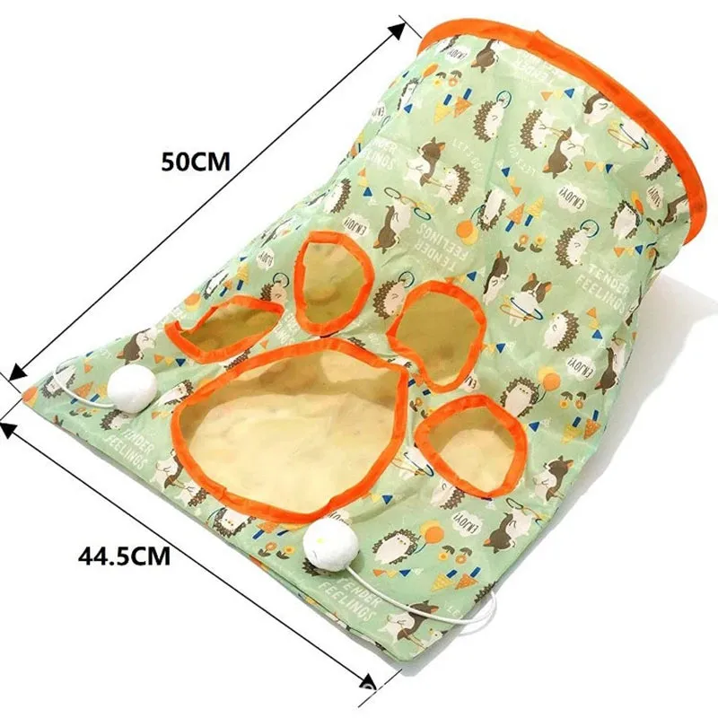 Interactive Cat Tunnel Toy with Chewable Features and Plush Toys
