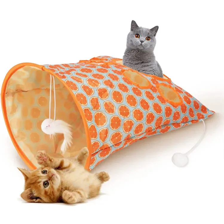 Interactive Cat Tunnel Toy with Chewable Features and Plush Toys