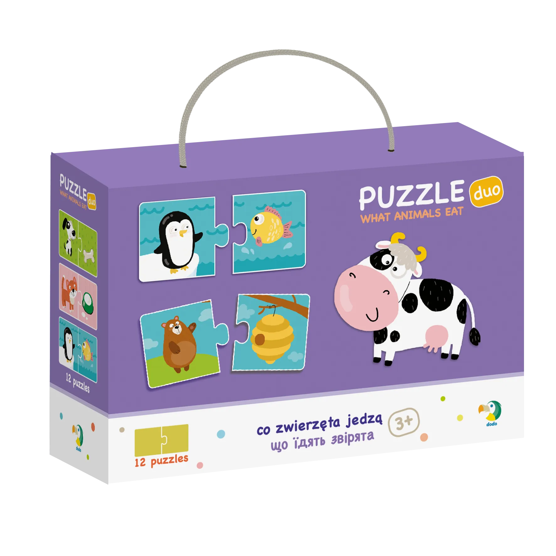 Jigsaw 2 Pieces Puzzle - What Animals Eat 12 Puzzles