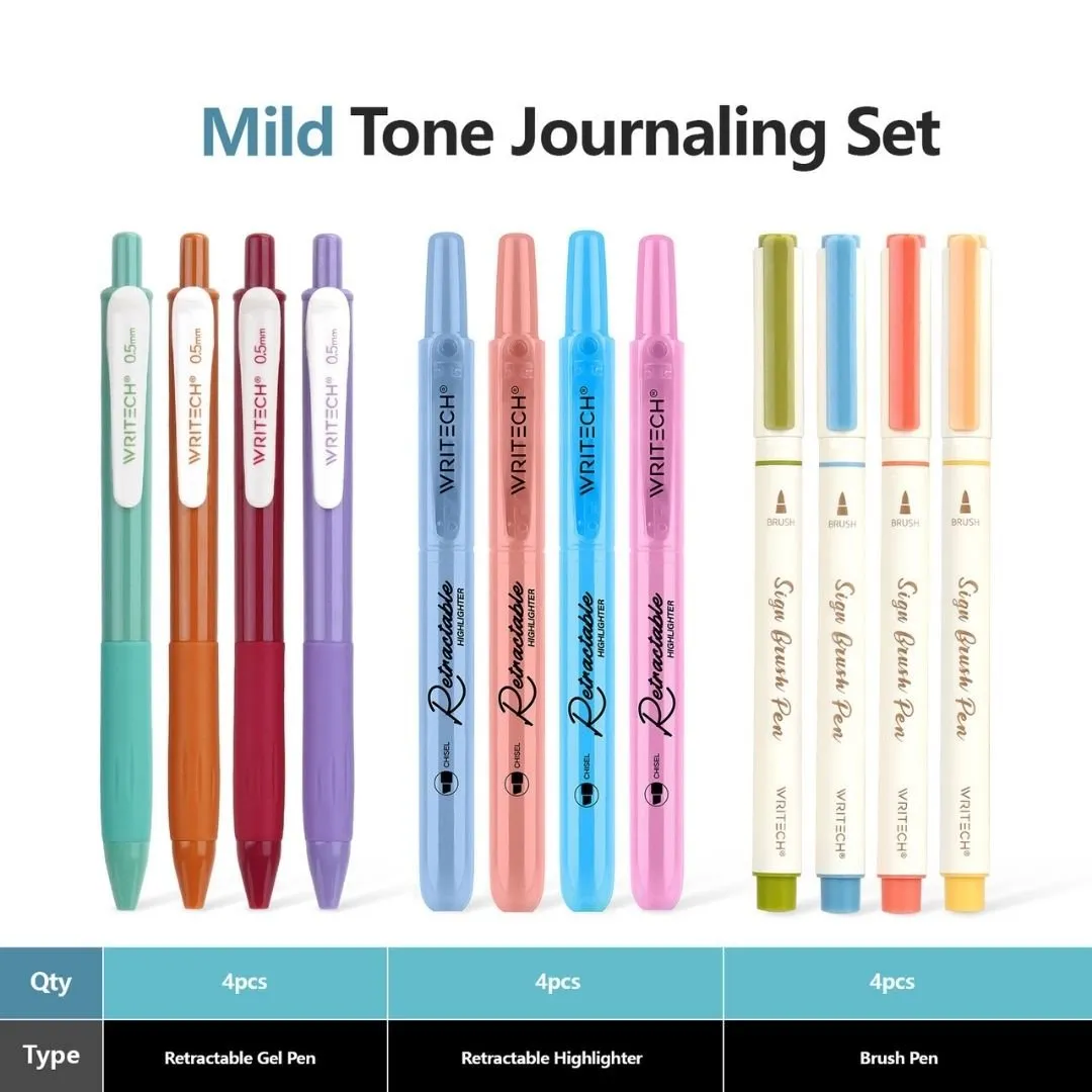 Journaling Pen Set 12 pcs Mild Colours