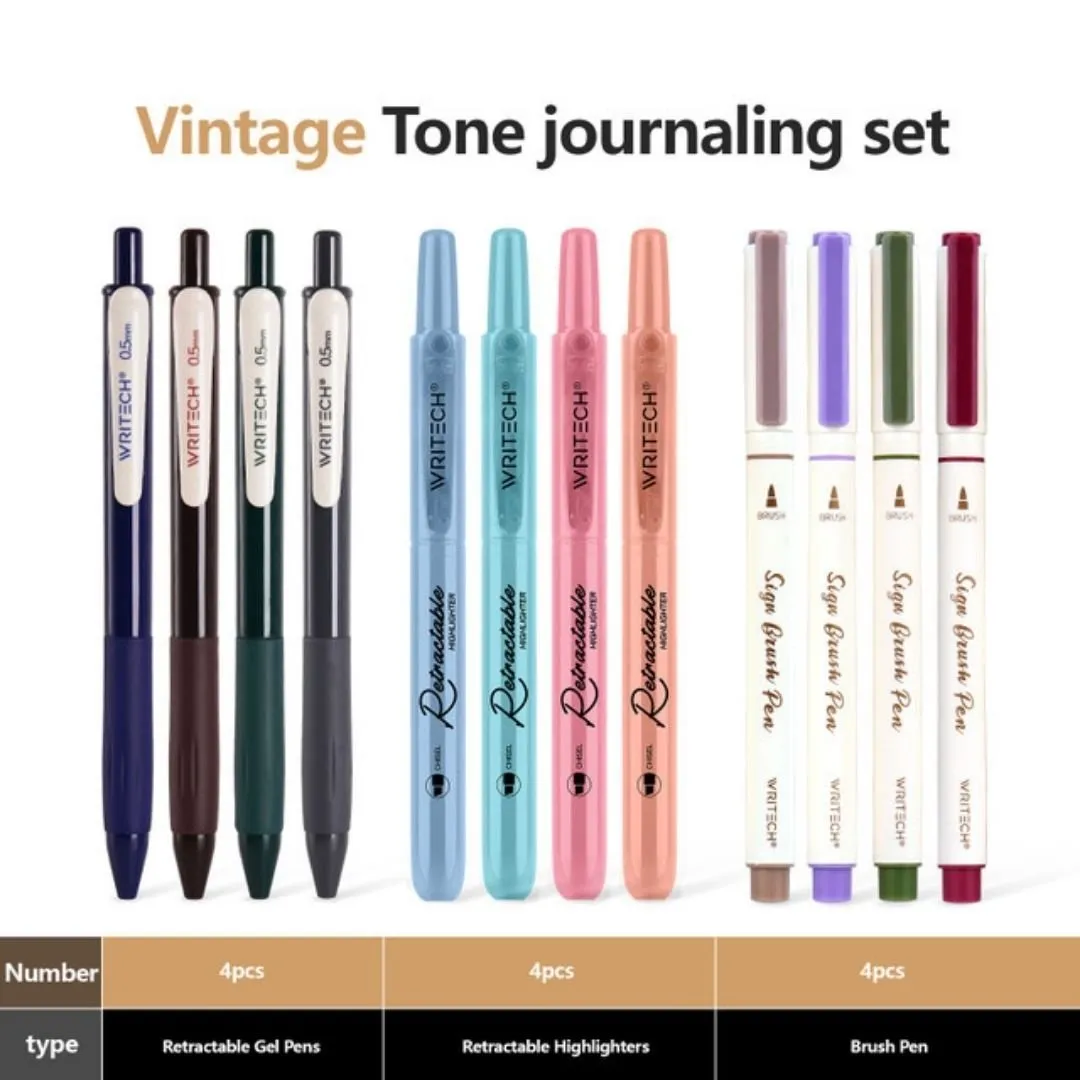 Journaling Pen Set 12 pcs Vintage Colours