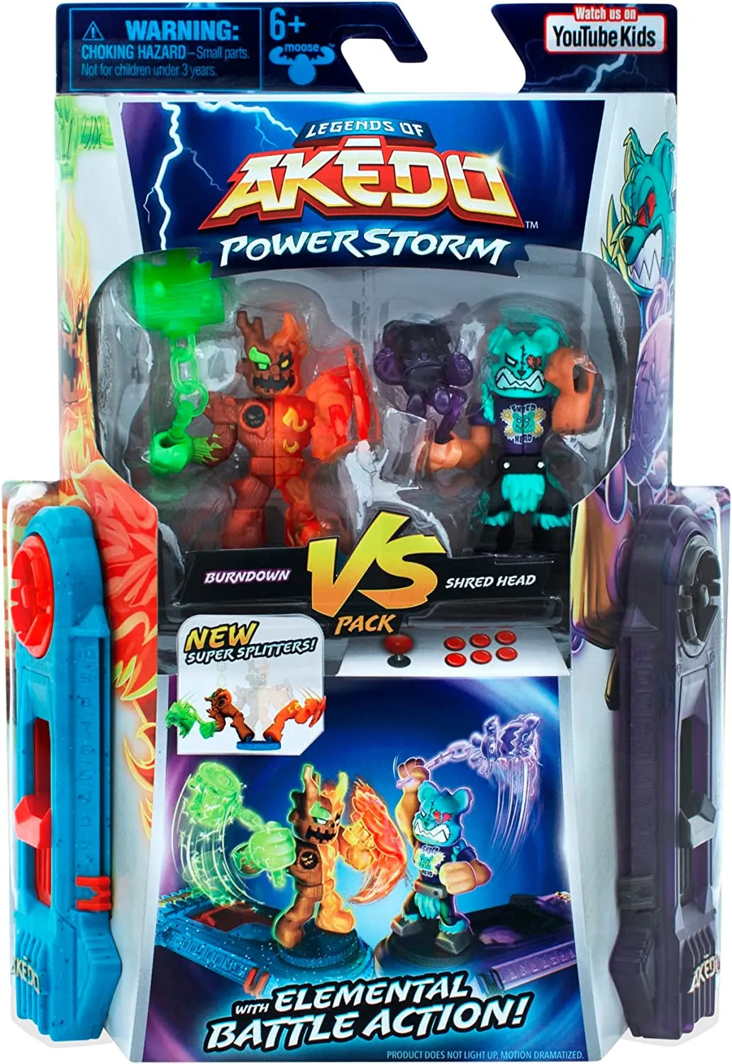 Legends of Akedo Power Storm - Versus Pack - 2 Mini Battling Warriors and 2 Battle Controllers - Burndown Versus Shred Head