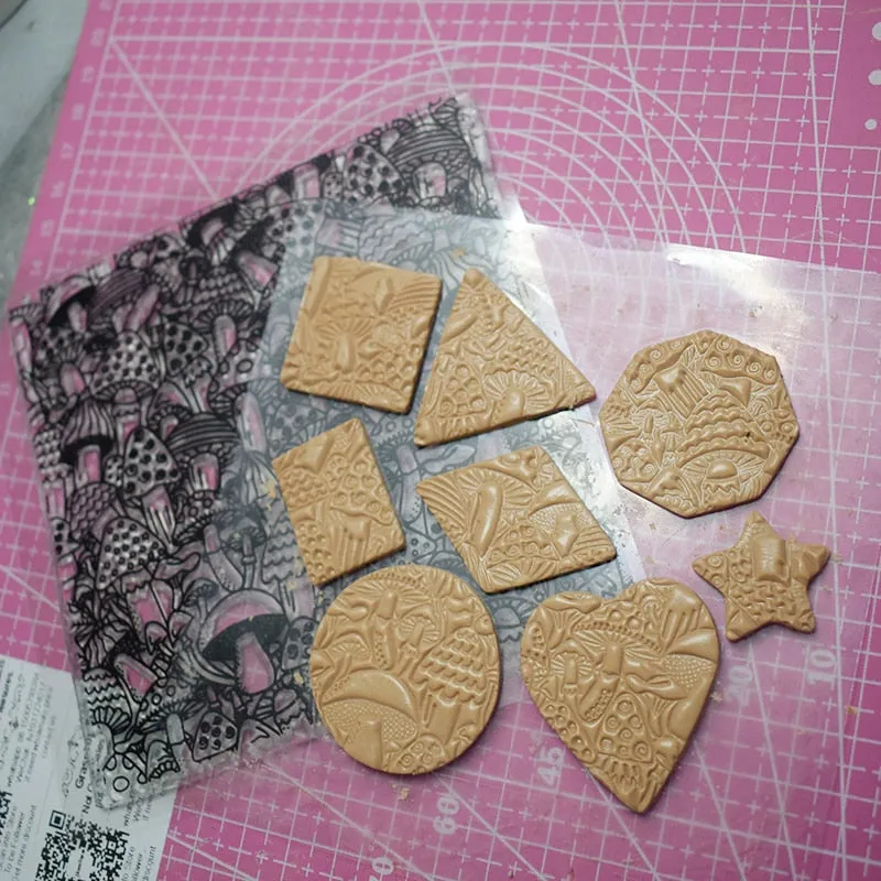 Mushroom Polymer Clay Stamp Emboss Texture Pottery Clay Craft Supplies