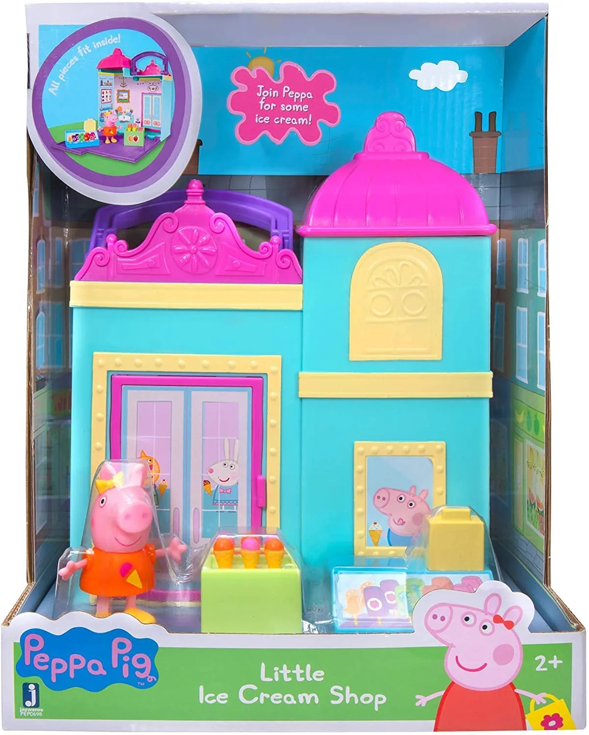 Peppa Pig Little Ice Cream Shop Playset, 4 Pieces - Includes Foldable Ice Cream Shop Case, Peppa Figure, Cash Register & Ice Cream Stand