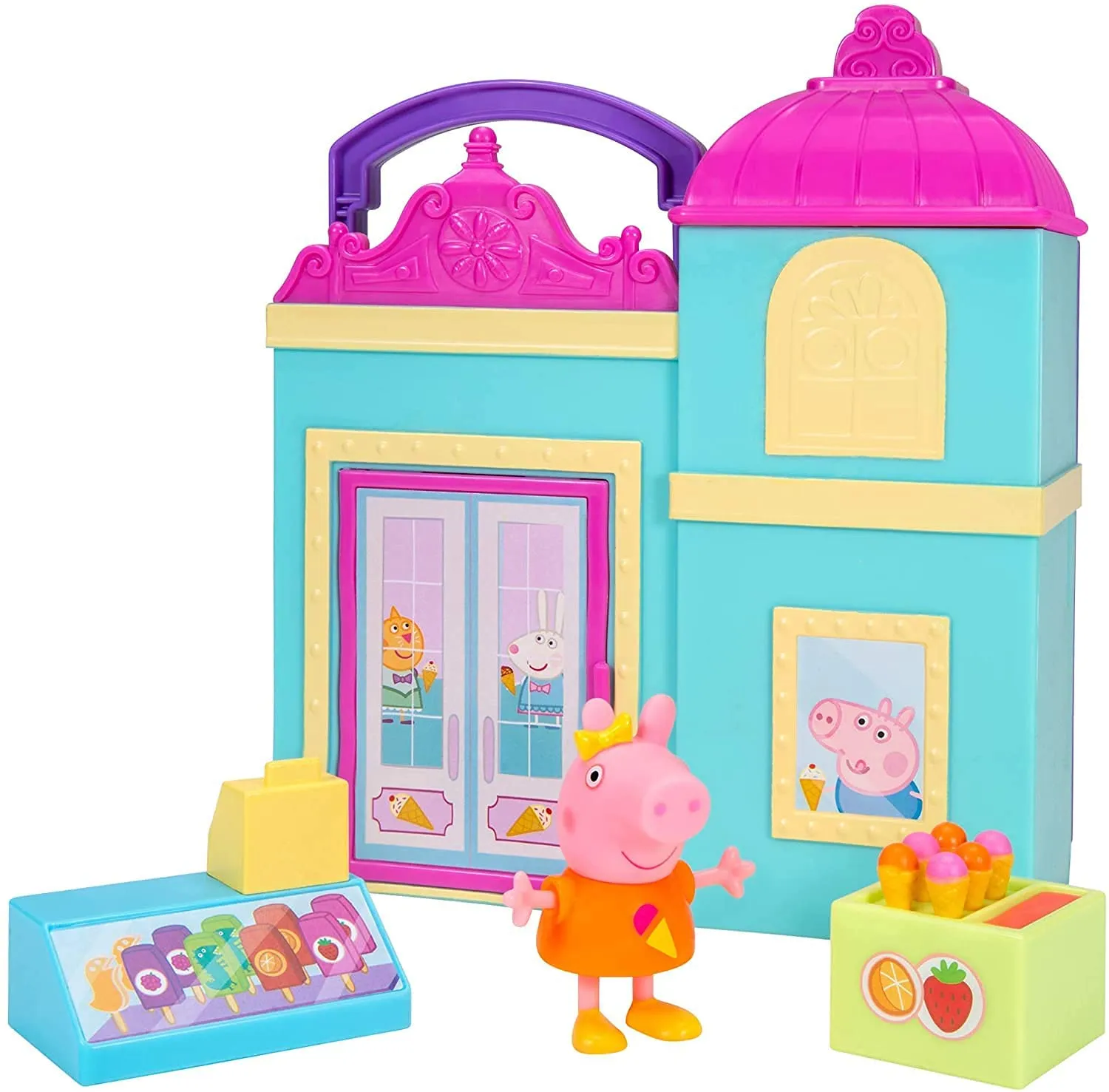 Peppa Pig Little Ice Cream Shop Playset, 4 Pieces - Includes Foldable Ice Cream Shop Case, Peppa Figure, Cash Register & Ice Cream Stand