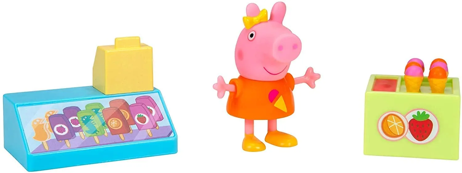 Peppa Pig Little Ice Cream Shop Playset, 4 Pieces - Includes Foldable Ice Cream Shop Case, Peppa Figure, Cash Register & Ice Cream Stand