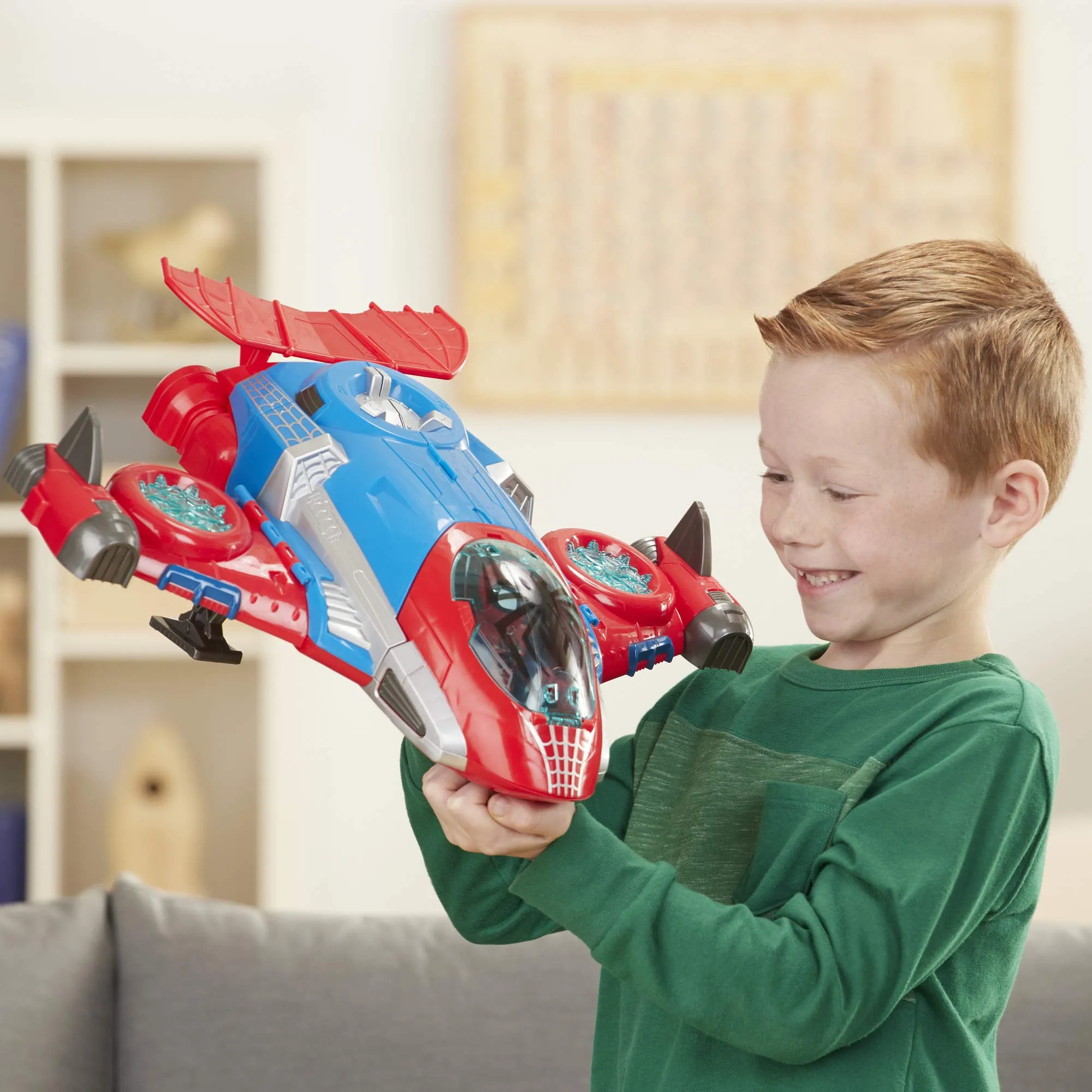 Super Hero Adventures Playskool Heroes Marvel Spider-Man Jetquarters, 5-Inch Action Figure And Vehicle Set, Toy Jet, Collectible Toys For Kids Ages 3 And Up Multicolor
