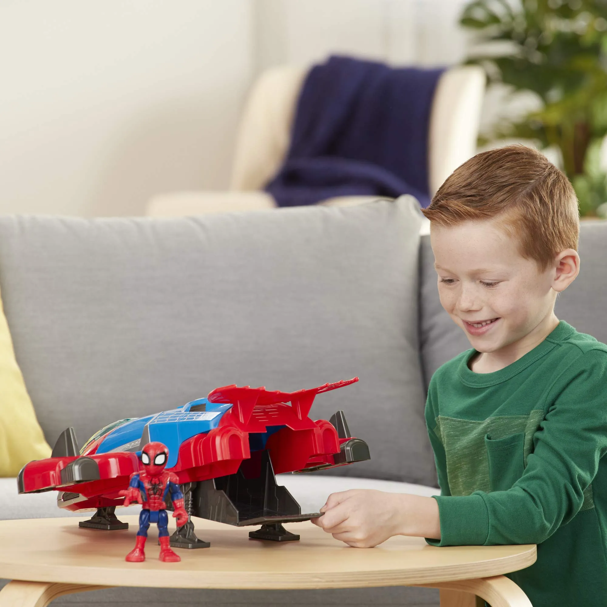 Super Hero Adventures Playskool Heroes Marvel Spider-Man Jetquarters, 5-Inch Action Figure And Vehicle Set, Toy Jet, Collectible Toys For Kids Ages 3 And Up Multicolor