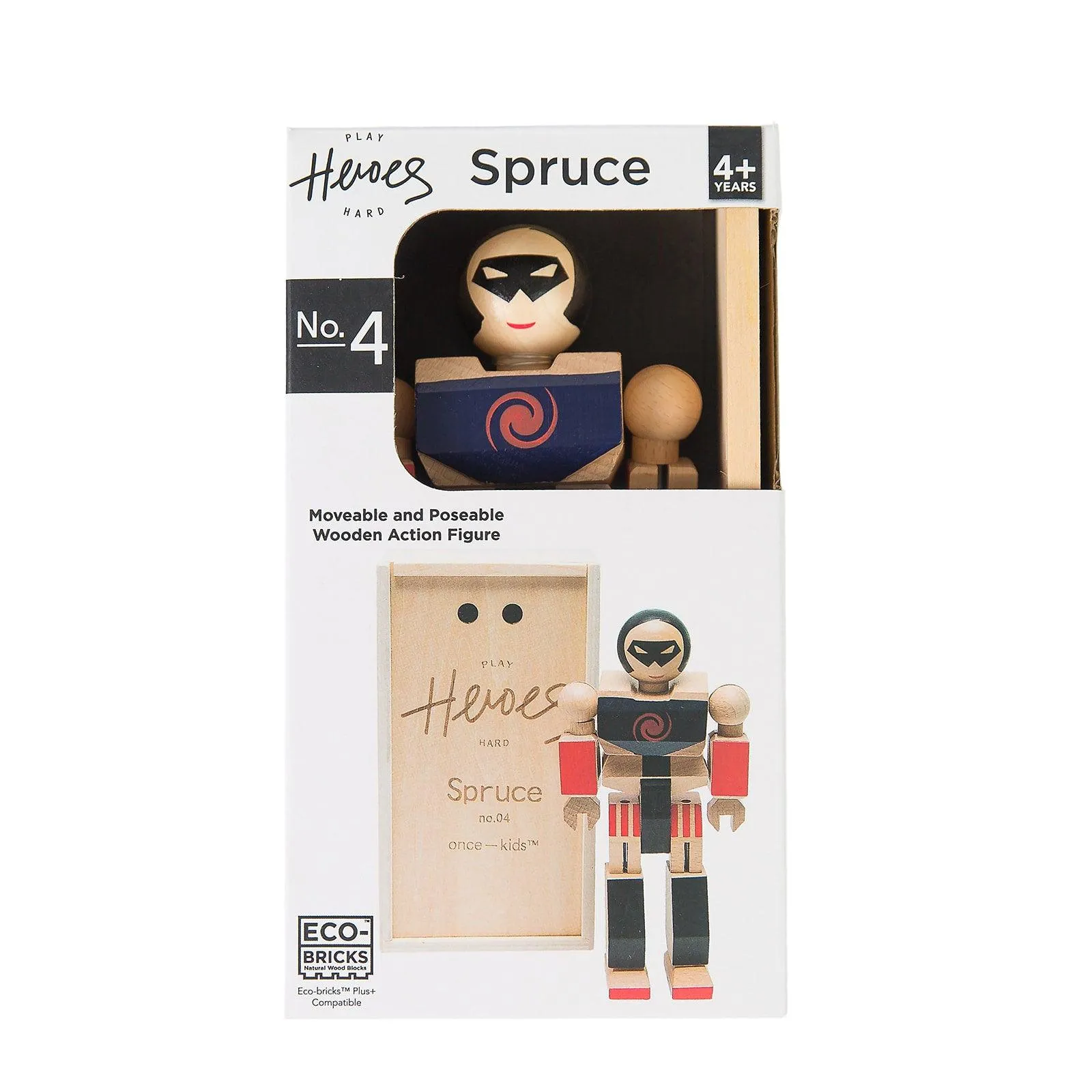 Wood Action Figure Playhard Heroes #4 Spruce